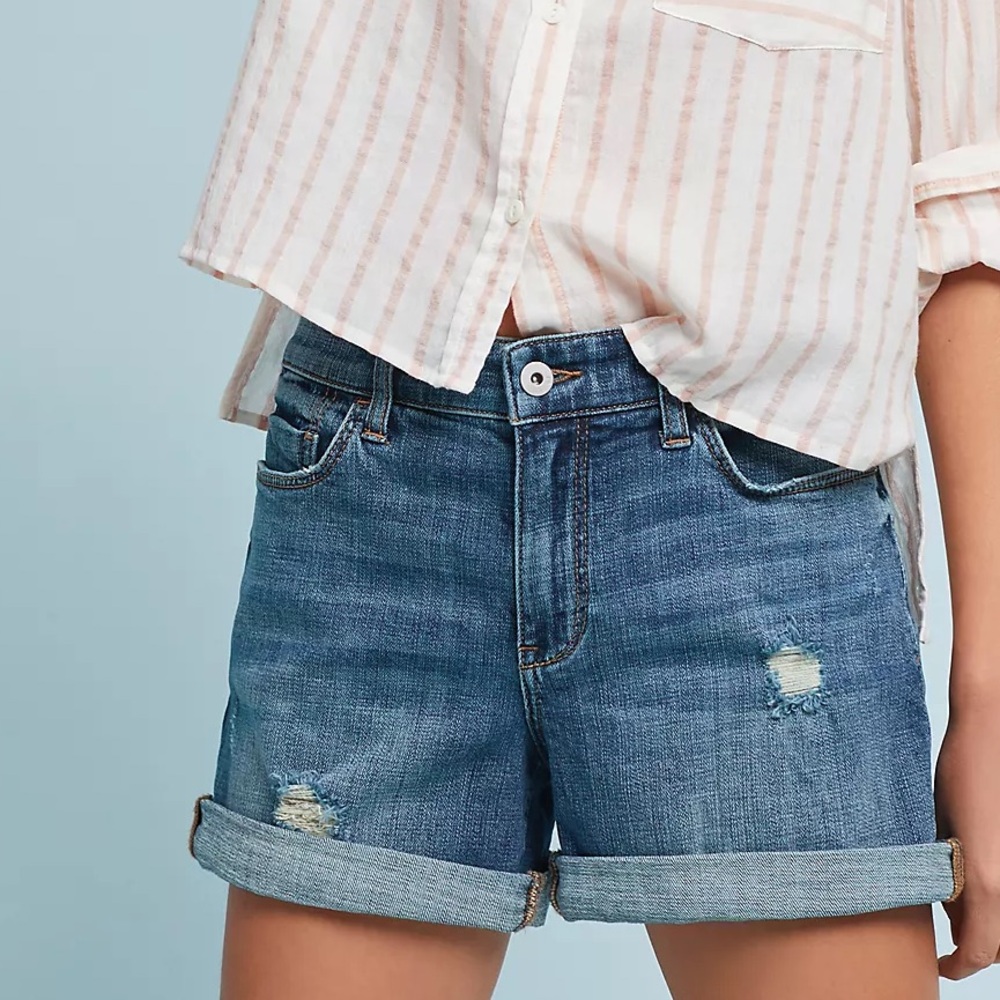 Anthropologie Pilcro Mid-Rise Slim Boyfriend Denim Shorts Size 26